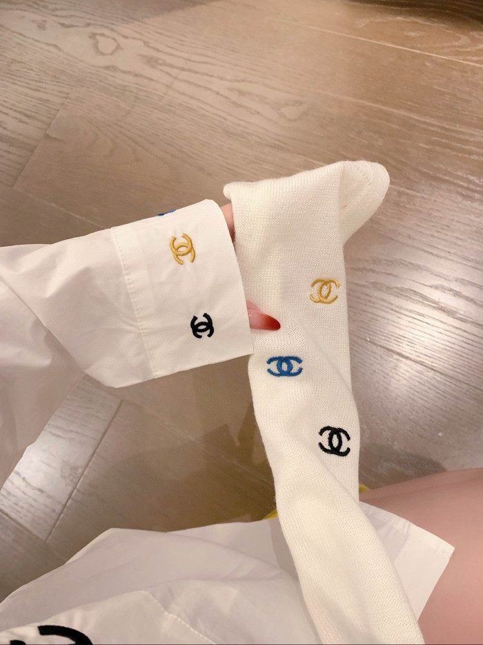 新作 シャネル スーパーコピー のカラーダブルC刺繍開襟長袖シャツストール