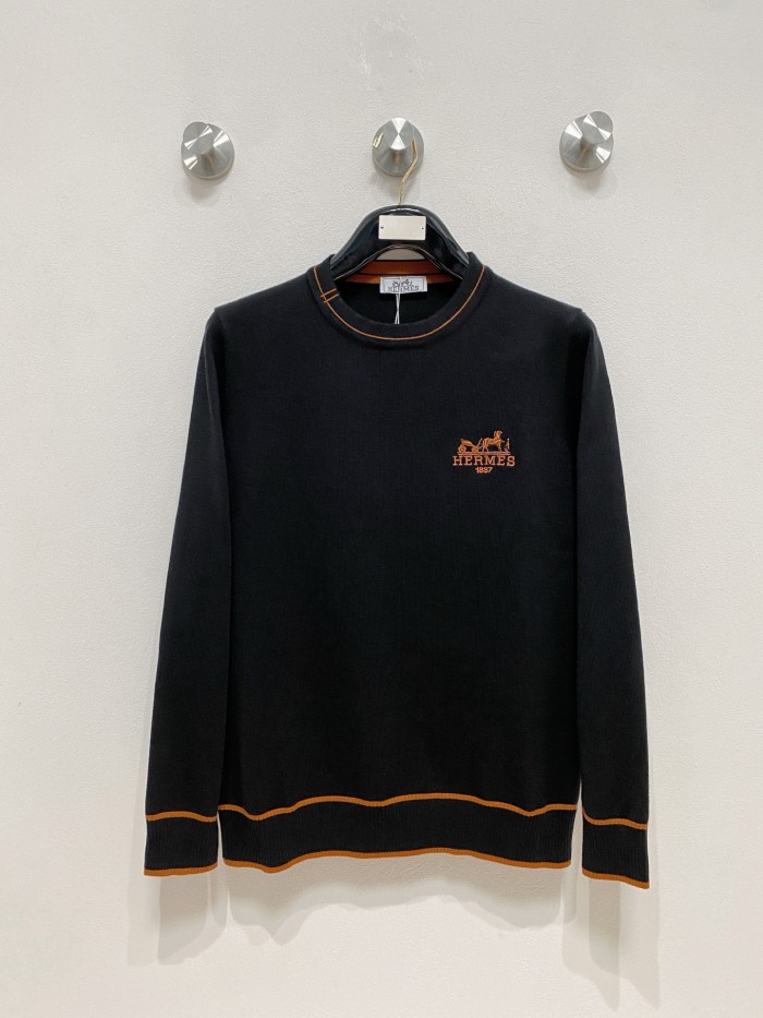 日本未入荷 エルメス n級品 25 SS羊毛混紡 ラウンドネック ロングスリーブ スウェットシャツ 羊毛シャツ