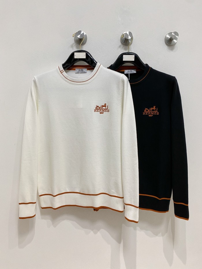 日本未入荷 エルメス n級品 25 SS羊毛混紡 ラウンドネック ロングスリーブ スウェットシャツ 羊毛シャツ