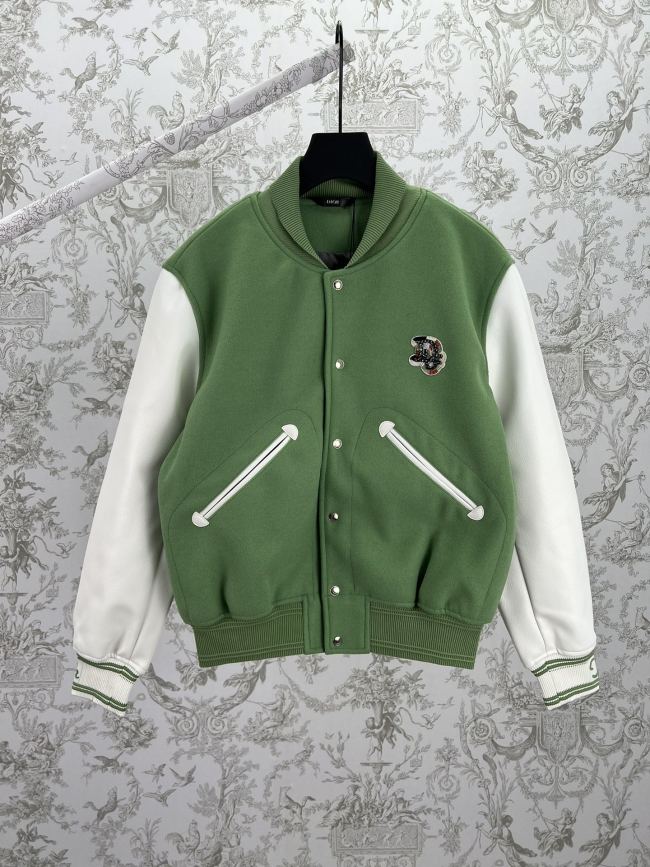 超奇跡の入荷☆ ディオール スーパーコピー の2025SS秋冬ジョイントスタンドカラー刺繍柄アルファベットウールカシミアレザージャケット
