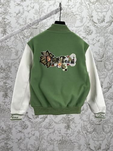 超奇跡の入荷☆ ディオール スーパーコピー の2025SS秋冬ジョイントスタンドカラー刺繍柄アルファベットウールカシミアレザージャケット