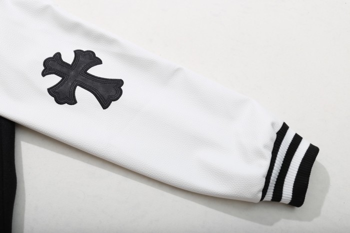 高品質 クロムハーツ 激安偽物 のクロス刺繍アルファベットレザースリーブジョイント野球ウェアコート