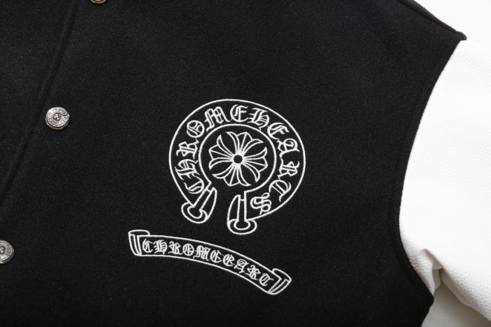 高品質 クロムハーツ 激安偽物 のクロス刺繍アルファベットレザースリーブジョイント野球ウェアコート