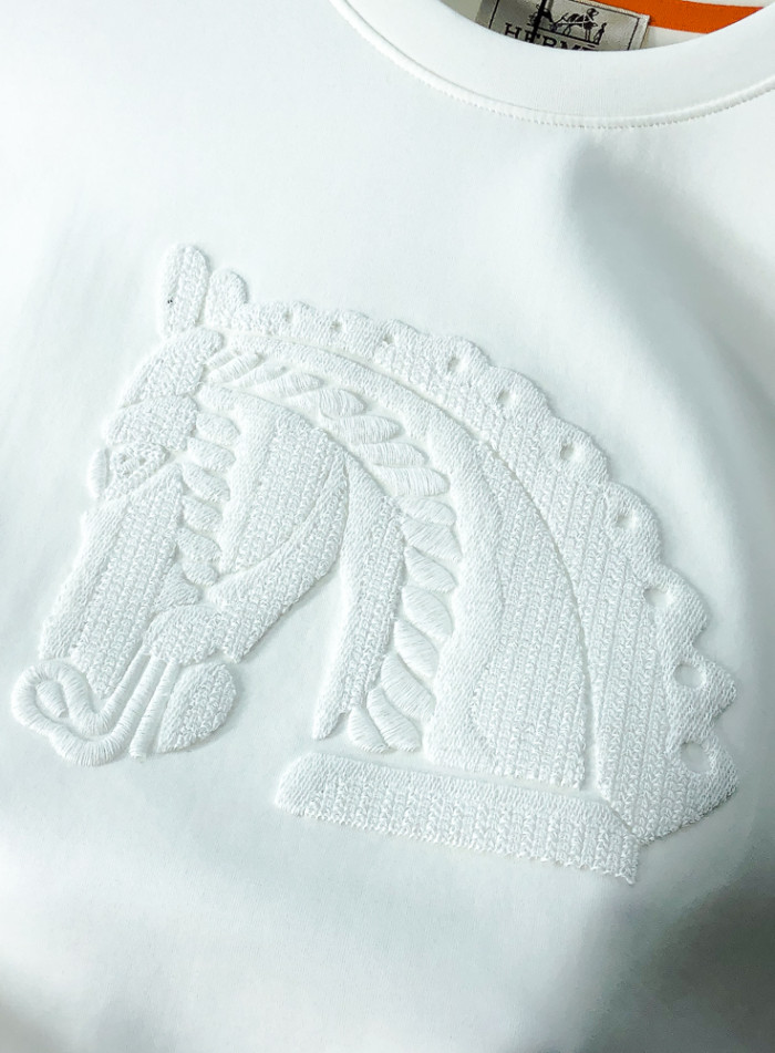 一目惚れ♪ エルメス 激安偽物 2026SSメンズ戦馬刺繍チェック スペーシアミックス ロンT色