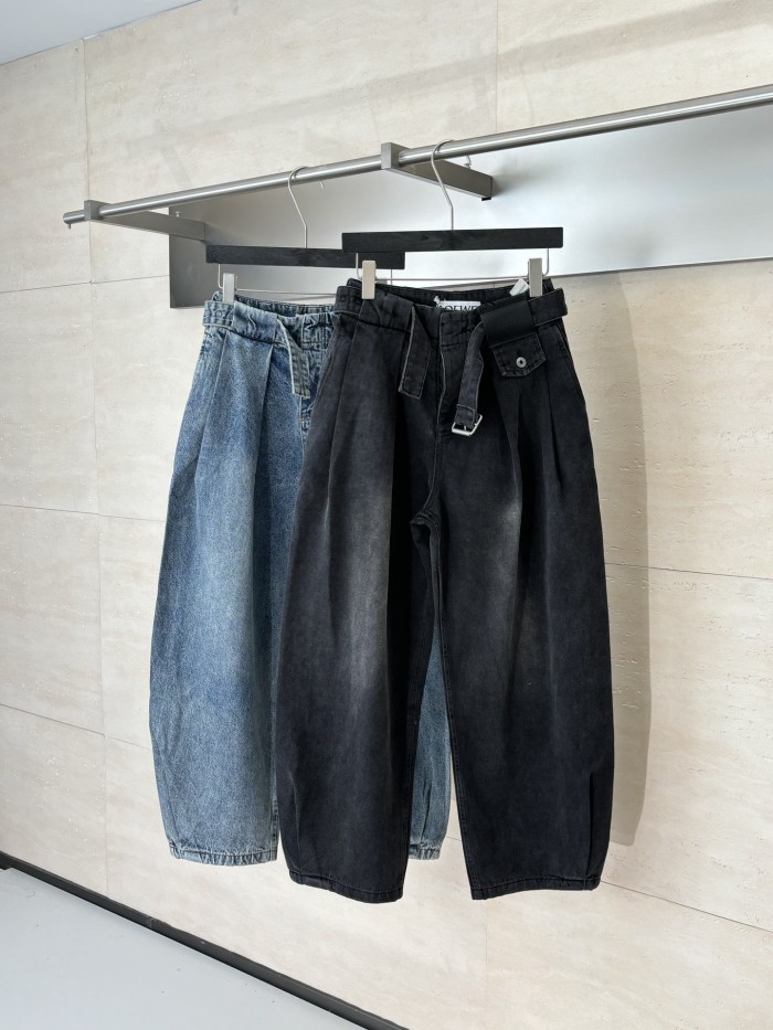 日本未入荷 ロエベ スーパーコピー の26ssデニムベルト付きジーンズ
