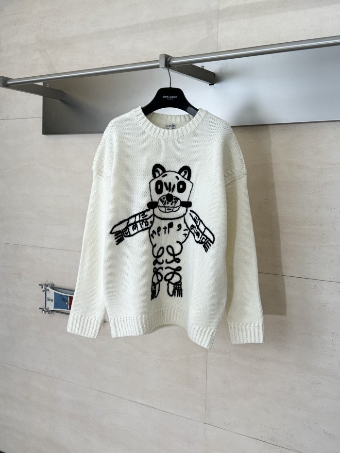 追跡付 ロエベ 激安偽物 の26ssドラえもん刺繍 ウールセーター