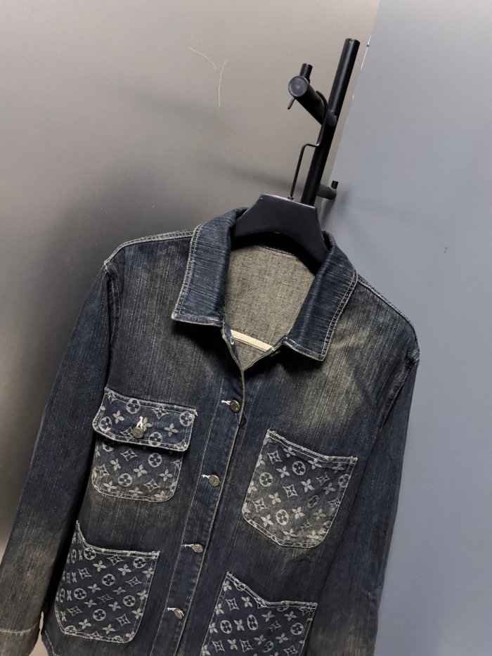 高品質 ルイヴィトン n級品 2026SS クラシックロゴ ウォッシュド加工＋切替ワークポケット ジャケット