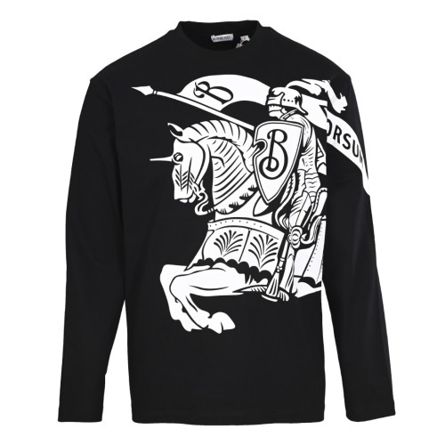 【話題商品！】バーバリー n級品 の2026SS大戦馬プリント長袖Tシャツ黒