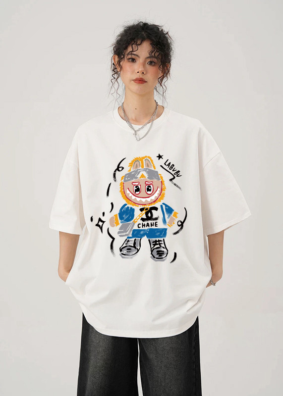 超話題! シャネル コピー の2026SSプリントロゴオールインワントレンド丸首半袖Tシャツ