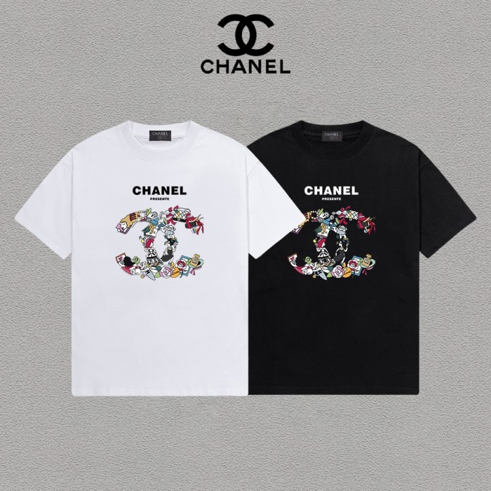 超奇跡の入荷☆ シャネル n級品 の2026SSプリントロゴオールインワントレンド丸首半袖Tシャツ