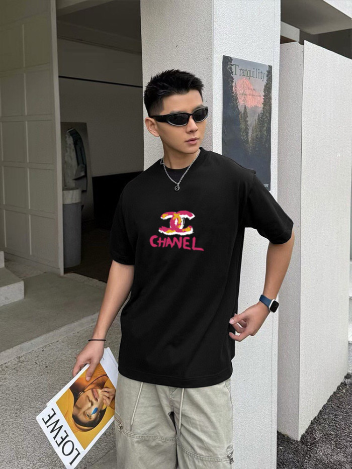 追跡付 シャネル コピー の2026SSプリントロゴオールインワントレンド丸首半袖Tシャツ
