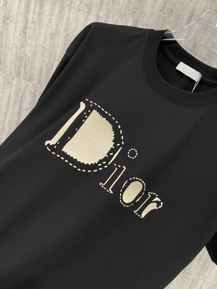 【限定】ディオール 激安通販 の2026SS前後のデザインロゴ刺繍半袖 Ｔシャツ