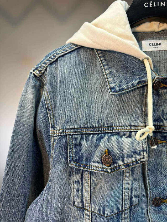 高品質 セリーヌ コピー の2026SSフード付きデニムジャケット