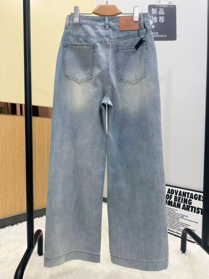 追跡付 セリーヌ 激安通販 の2026SSダブルポケット刺繍ハイウエストジーンズ