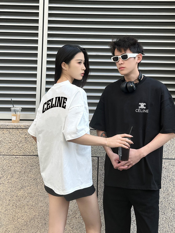 高品質 セリーヌ 激安通販 の2026SS プリントロゴオールインワントレンドコットン半袖Tシャツ