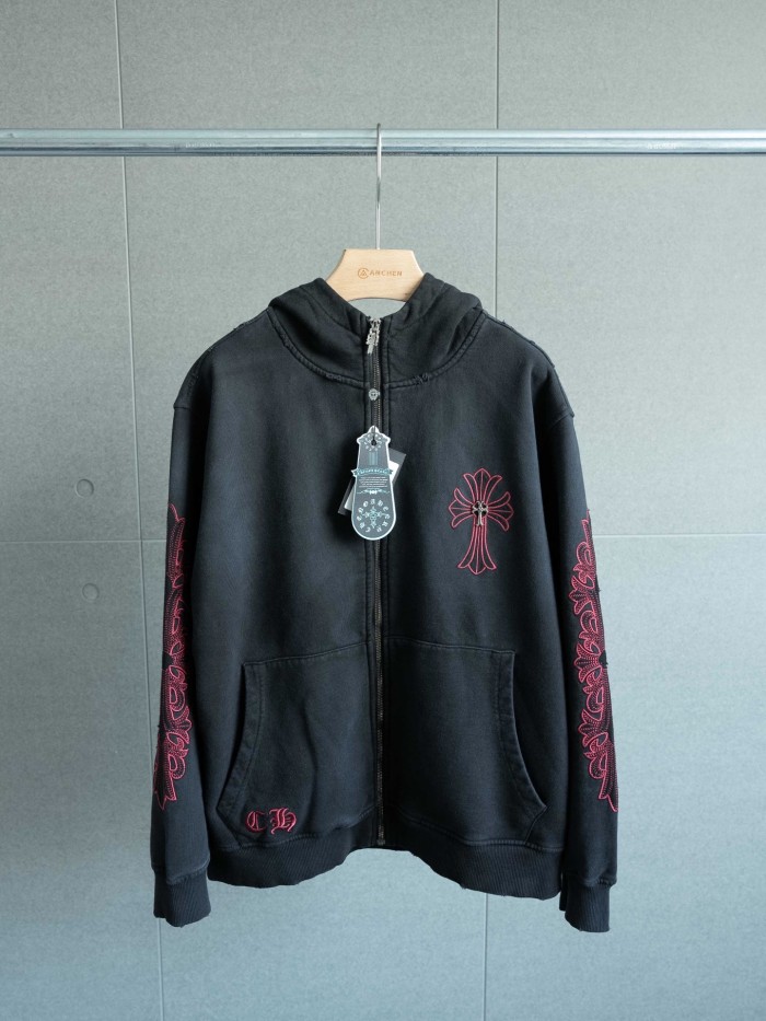 【限定】クロムハーツ n級品 の2026SS袖腕刺繍マーク布ファスナーフード