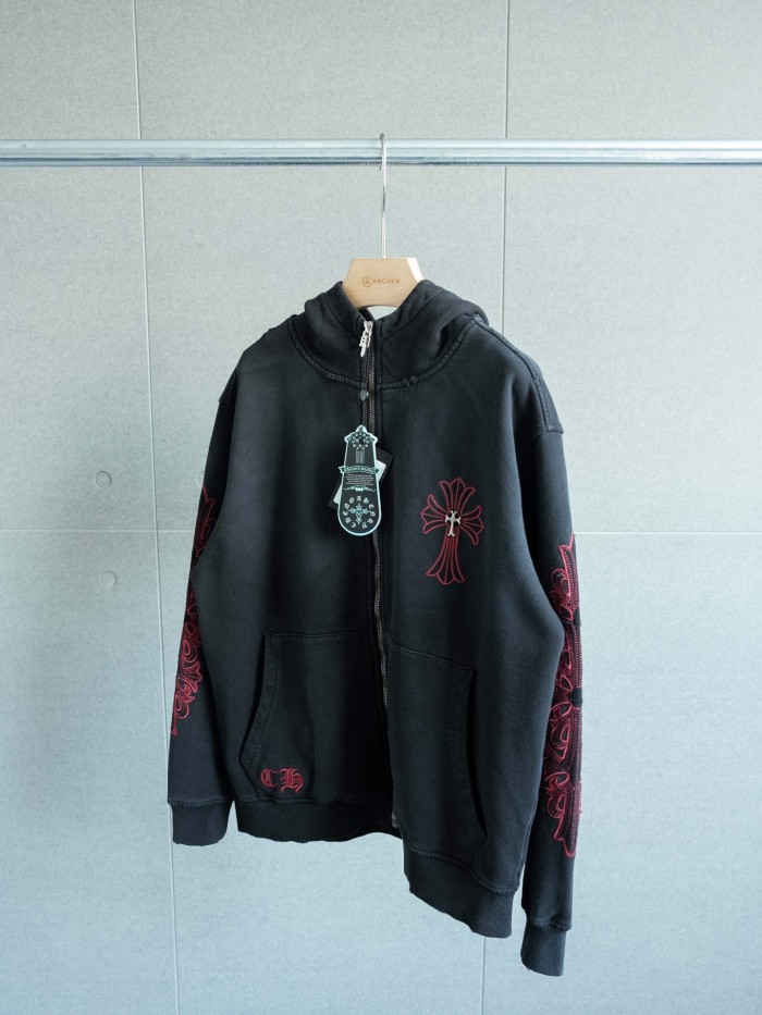 【限定】クロムハーツ n級品 の2026SS袖腕刺繍マーク布ファスナーフード