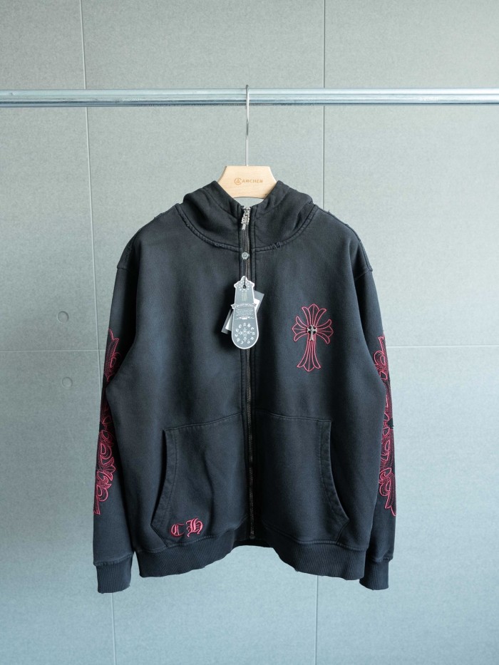 【限定】クロムハーツ n級品 の2026SS袖腕刺繍マーク布ファスナーフード