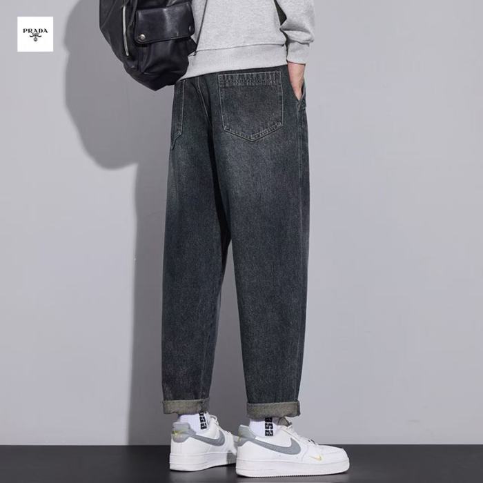 新作 プラダ n級品 の2026SS新しい2色の重工業水洗刺繍アメリカ式復古工具洗い旧マイクロコーンストレートジーンズ