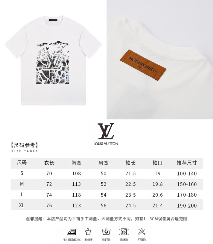 追跡付 ルイヴィトン コピーおすすめ 2026SS フロック発泡プリントラウンドネック半袖Tシャツ