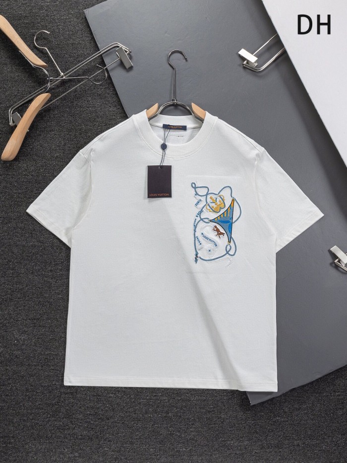 累積売上総額第１位！ルイヴィトン スーパーコピー 2026SS 刺繍ラウンドネック半袖Tシャツ