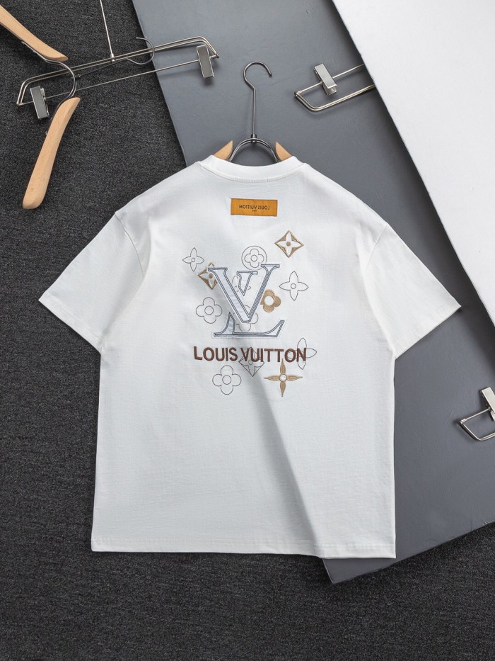 使い勝手良し ルイヴィトン 激安通販 2026SS 刺繍ラウンドネック半袖Tシャツ