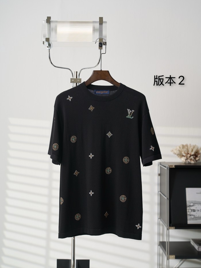 【限定】 ルイヴィトン 偽物通販 2026SS ドリルニット半袖Tシャツ