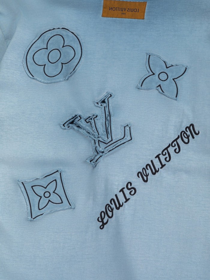 超話題! ルイヴィトン 激安偽物 2026SS 刺繍水で洗う旧丸首半袖Tシャツ