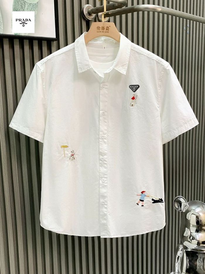 大人気 プラダ 激安通販 の2026SS工装刺繍半袖シャツ
