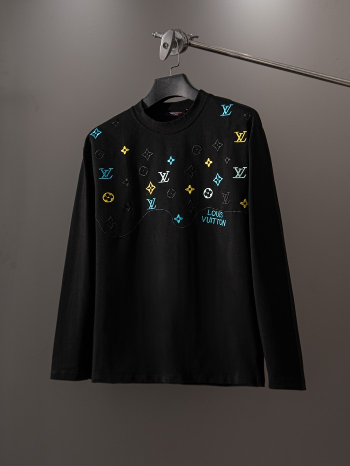 累積売上総額第１位！ ルイヴィトン スーパーコピー 2026SS 老花刺繍ラウンドネック長袖Tシャツ