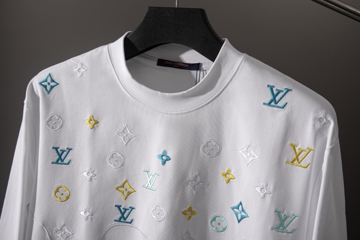使い勝手良し ルイヴィトン コピー 2026SS 老花刺繍ラウンドネック長袖Tシャツ