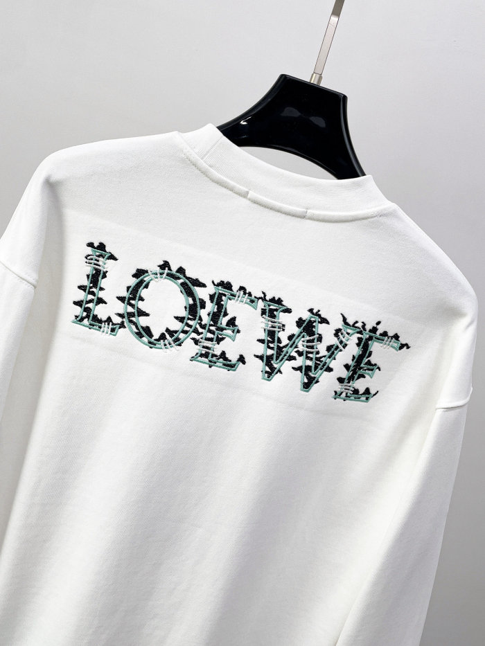 大人気 ロエベ コピー の2026SS 刺繍ラウンドネックの衛衣
