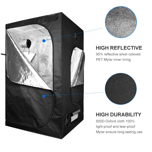 Mylar Hydroponic Grow Tent With Observation Window And Floor Tray For Indoor Plant Growing