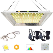 600W LED Grow Light for Indoor Plants Full Spectrum 2x2ft No Noise Hydroponic Growing Light with Reflective Aluminum Hood for Seeding Veg and Bloom Greenhouse Growing, Actual Power 71.4W