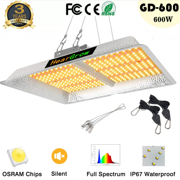 600W Led Grow Light 2x2ft Daisy Chain Dimmable Full Spectrum LED Growing Lights for Indoor Plants Greenhouse Veg Bloom Light with 230 LEDs Hydroponic Growing Lamps Actual Power 60Watt