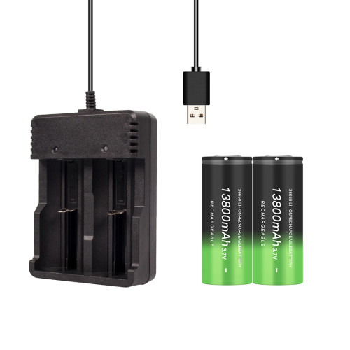 2PCS/SET 2X 26650 Battery Batteries 13800mAh 3.7V Li-ion Rechargeable Batteries With 2-Slot 26650 USB Charger UK Stock