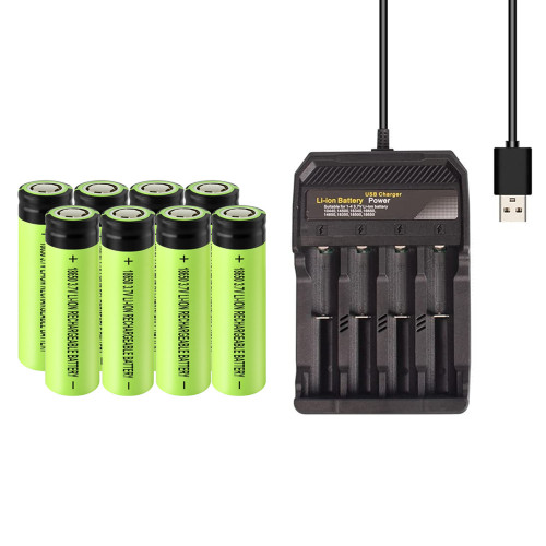 8PCS/SET 18650 Flat Button Top Battery 9900 mAh 18650 Batteries Flat Head Battery Rechargeable Battery 3.7V Batteries With 2-Slot or 4-Slot USB Charger UK Stock