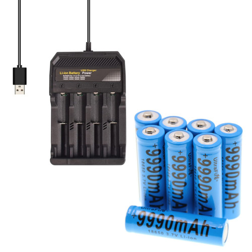 8PCS/SET 18650 Battery Batteries 9990 mAh 18650 Batteries Rechargeable Battery 3.7V Batteries With 2X/4X Slot USB Charger IN UK Stock