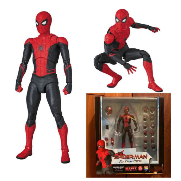 MAFEX No.113 Upgraded Suit Action Figure Toys Far From Home Spider-Man Articulated joints moveable Doll replaceable parts