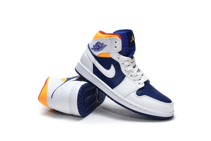 LJR Air Jordan 1 Mid White Deep Royal Blue 554724-131