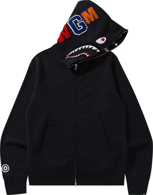 BAPE Double Side Shark Full Zip Hoodie Black