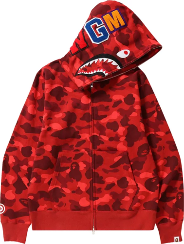 BAPE Color Camo Shark Full Zip Hoodie (SS23) Red