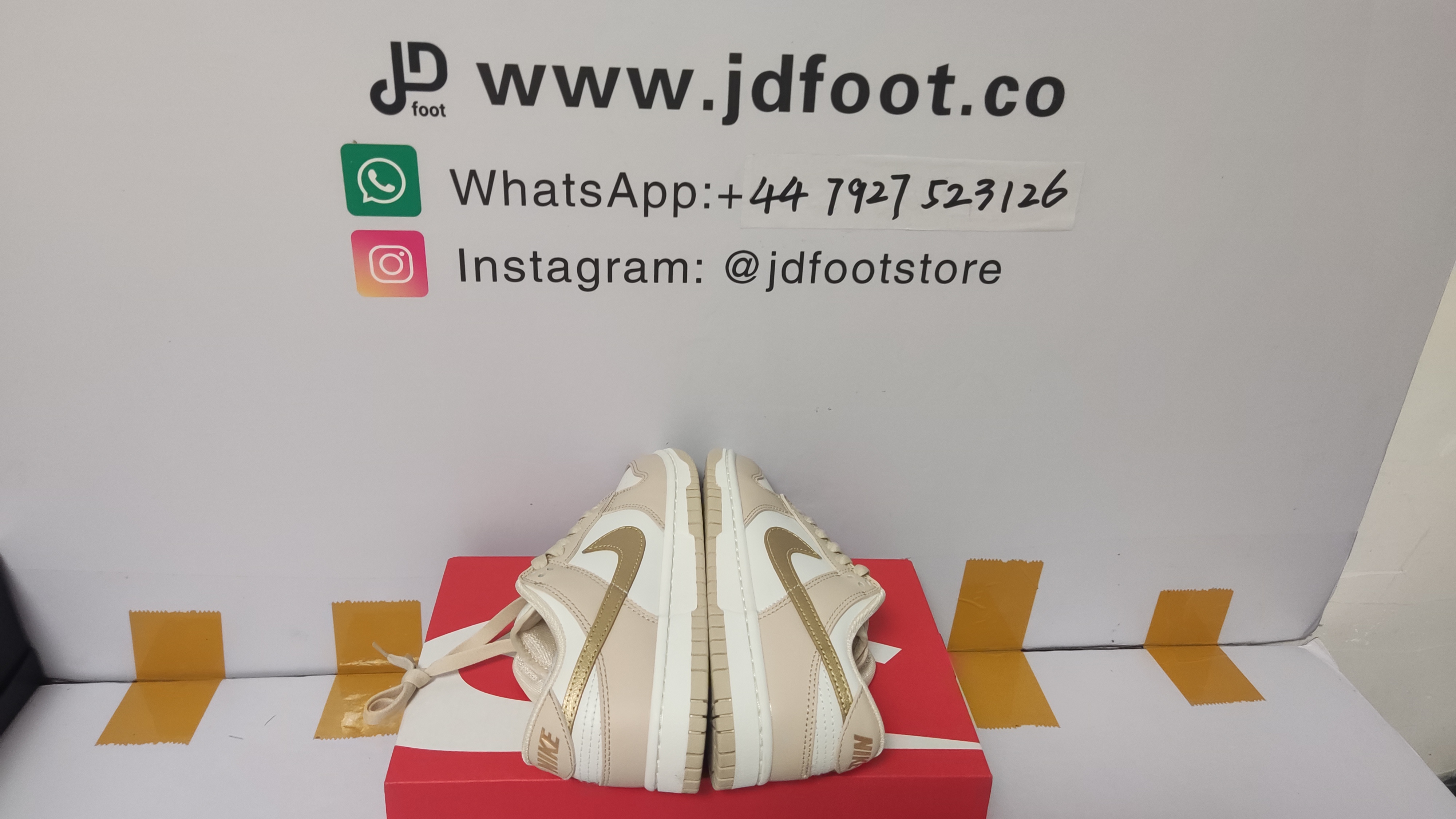 QC Picture Replica Dunks Low Gold Swoosh From Jdfoot