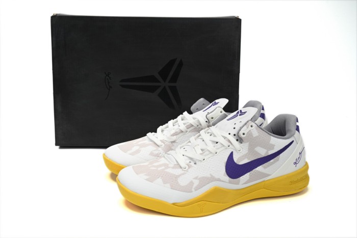 LJR Nike Kobe 8 Low White/Purple-Yellow 555035-101