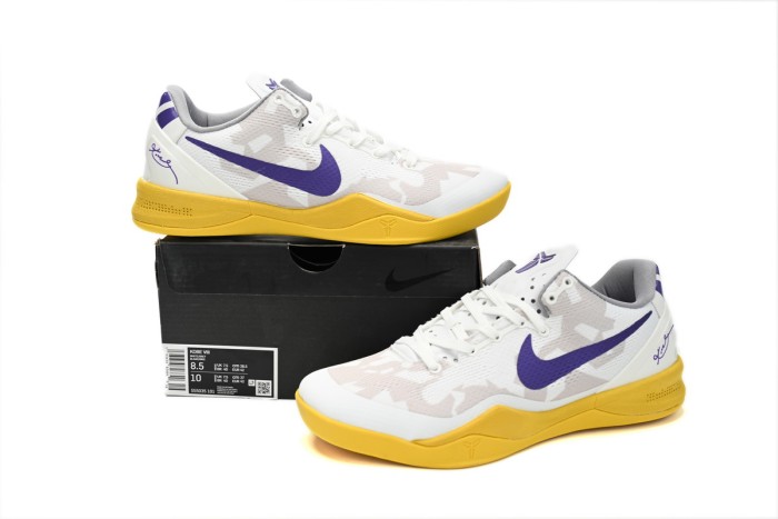 LJR Nike Kobe 8 Low White/Purple-Yellow 555035-101