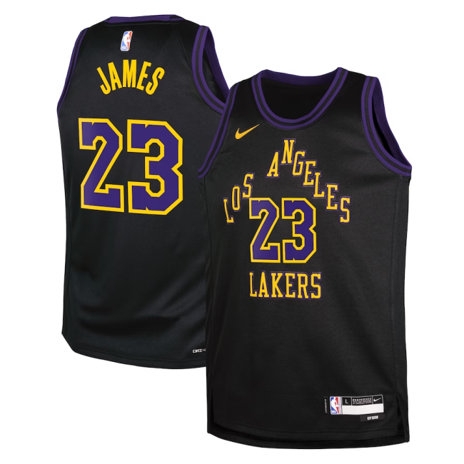 Los Angeles Lakers Nike City Edition Swingman Jersey 23 Black Lebron James