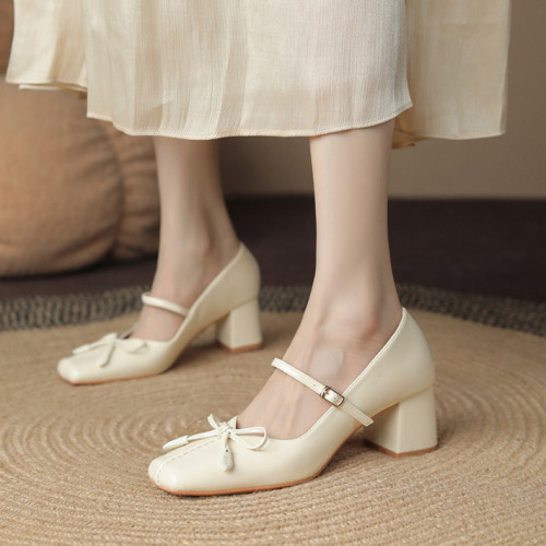 Sweet Bow Square Toe Mary Jane Shoes