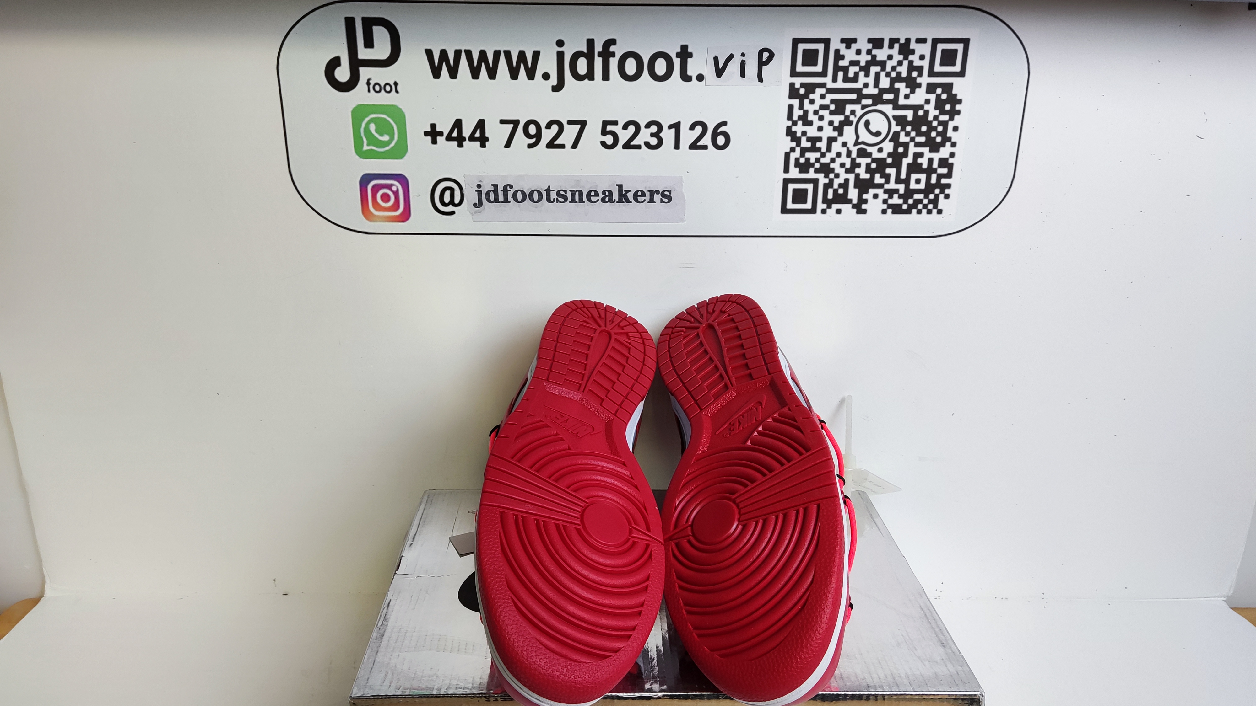 QC Replica Nike Dunk Low Off-White University Red From Jdfoot