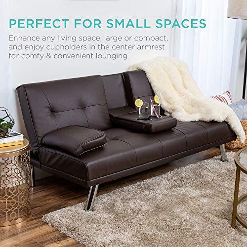 円 220 Best Choice S Faux Leather Upholstered Modern Convertible Folding Futon Sofa Bed For Compact Living Space Apartment Dorm Bonus Room W Removable Armrests Metal Legs 2 Cupholders Brown Mtuuks Com Best Choice S Faux Leather, Best Faux Leather Sofa Bed
