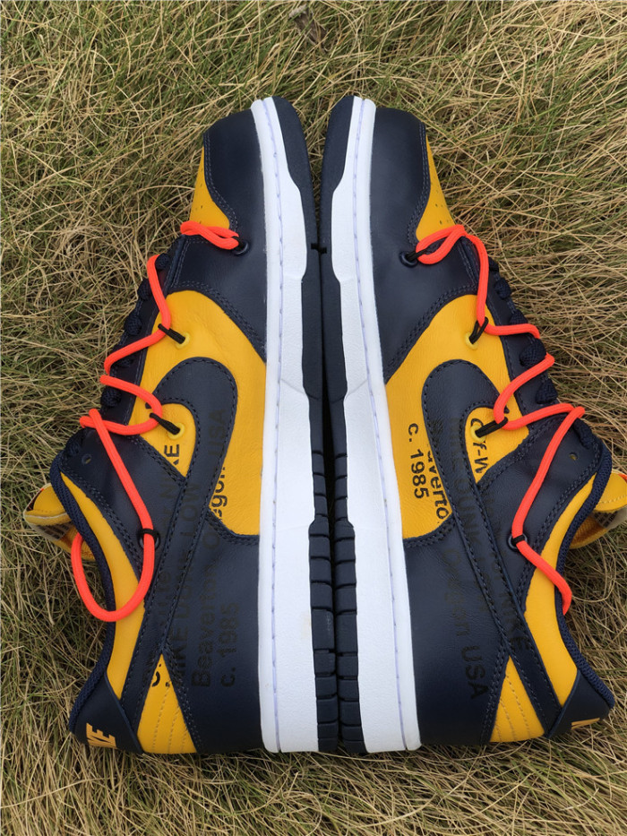 OFF-WHITE x Nike Dunk Low “University Gold”